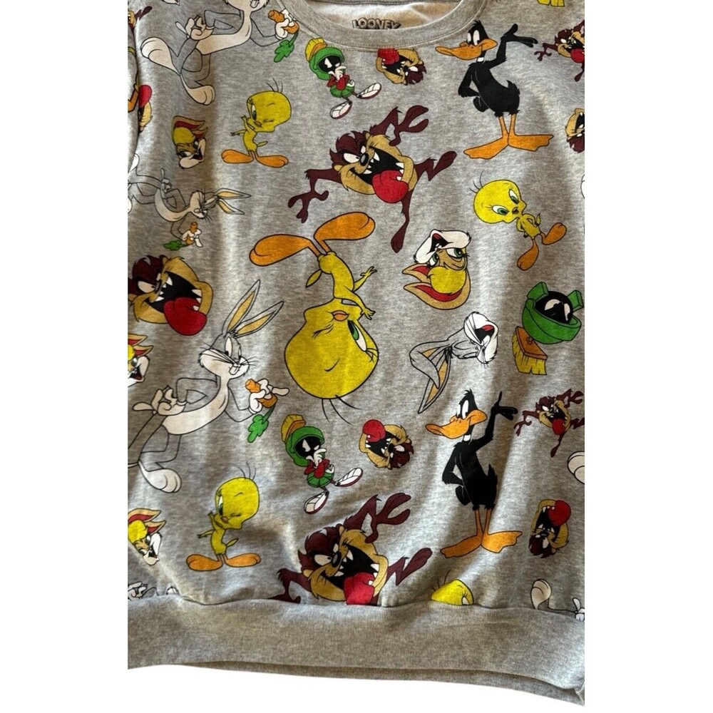 Looney Tunes Characters Sweatshirt Long Sleeve Graphic Gray Size Medium (7-9) - Picture 4 of 9